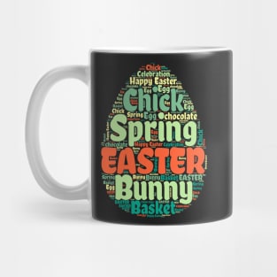 Colorful Easter Egg Shaped Word Cloud Mug